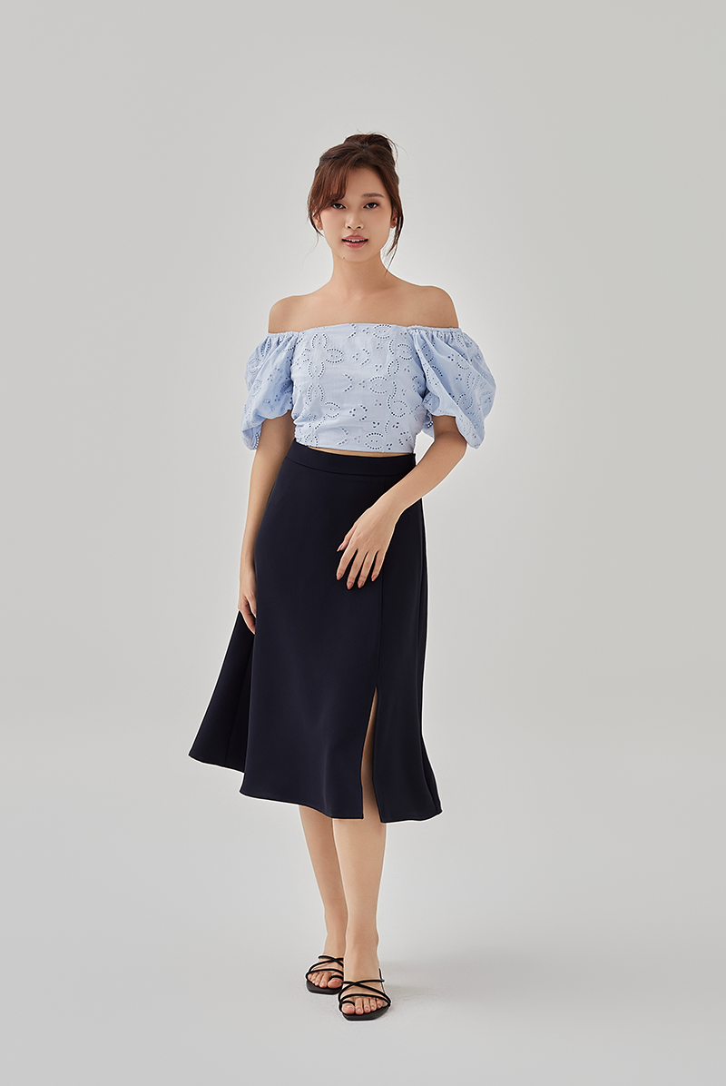 Avery Puff Sleeves Off Shoulder Top in Cloud