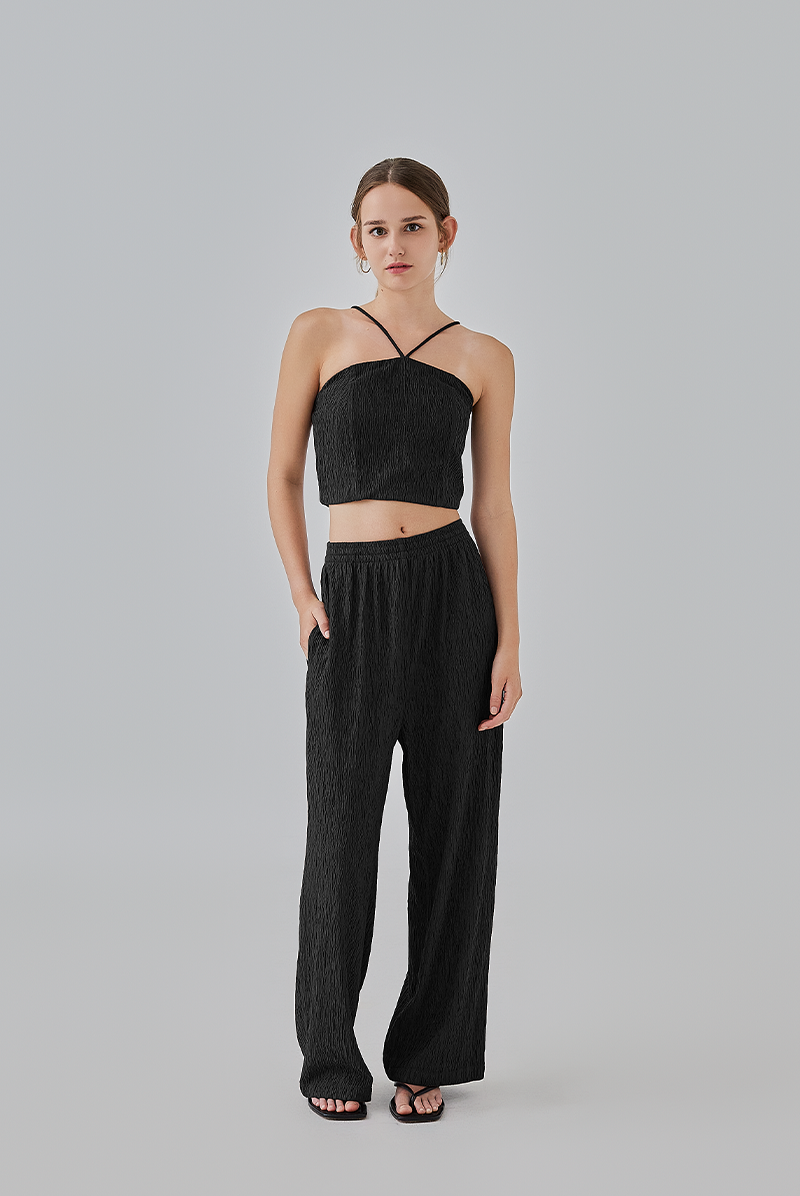 Eve Padded Halter Top in Black 