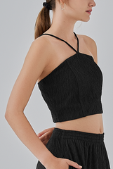 Eve Padded Halter Top in Black 