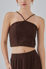 Eve Padded Halter Top in Walnut