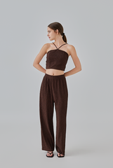 Eve Padded Halter Top in Walnut