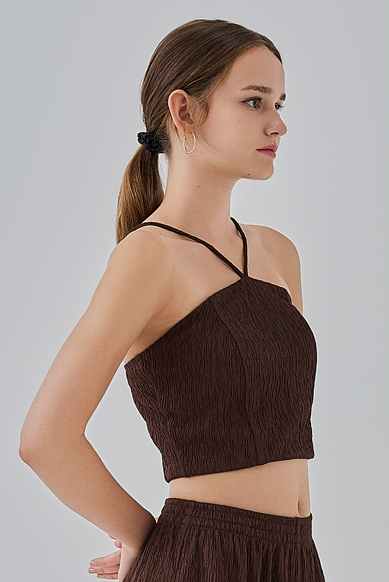 Eve Padded Halter Top in Walnut