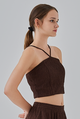 Eve Padded Halter Top in Walnut