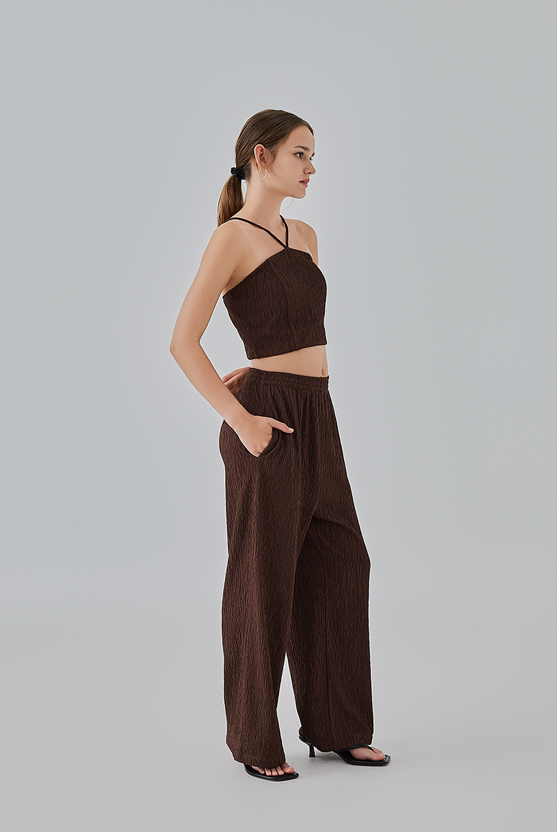 Eve Padded Halter Top in Walnut