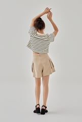 Yazmin Striped Polo Tee in Cream