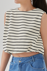 Yazmin Striped Sleeveless Top in Cream