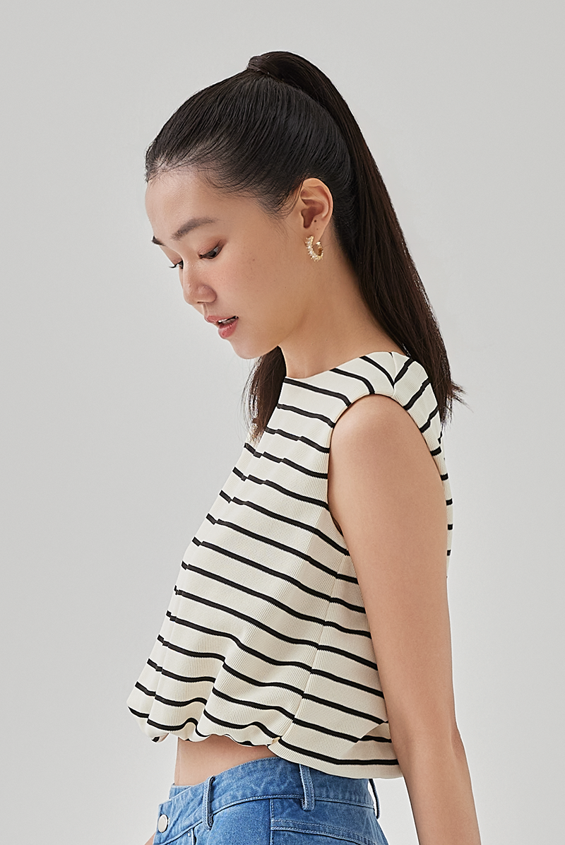 Yazmin Striped Sleeveless Top in Cream