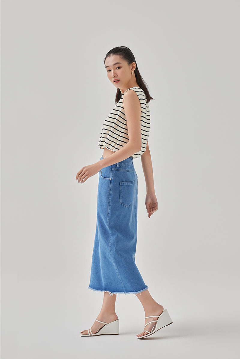 Yazmin Striped Sleeveless Top in Cream