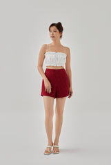Blair Embroidered Ruffled Crop Top