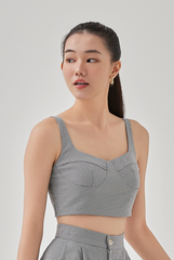 Heather Graham Padded Crop Top in Navy Blue