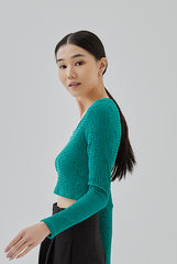 Diana V Neck Long Sleeves Top in Forest