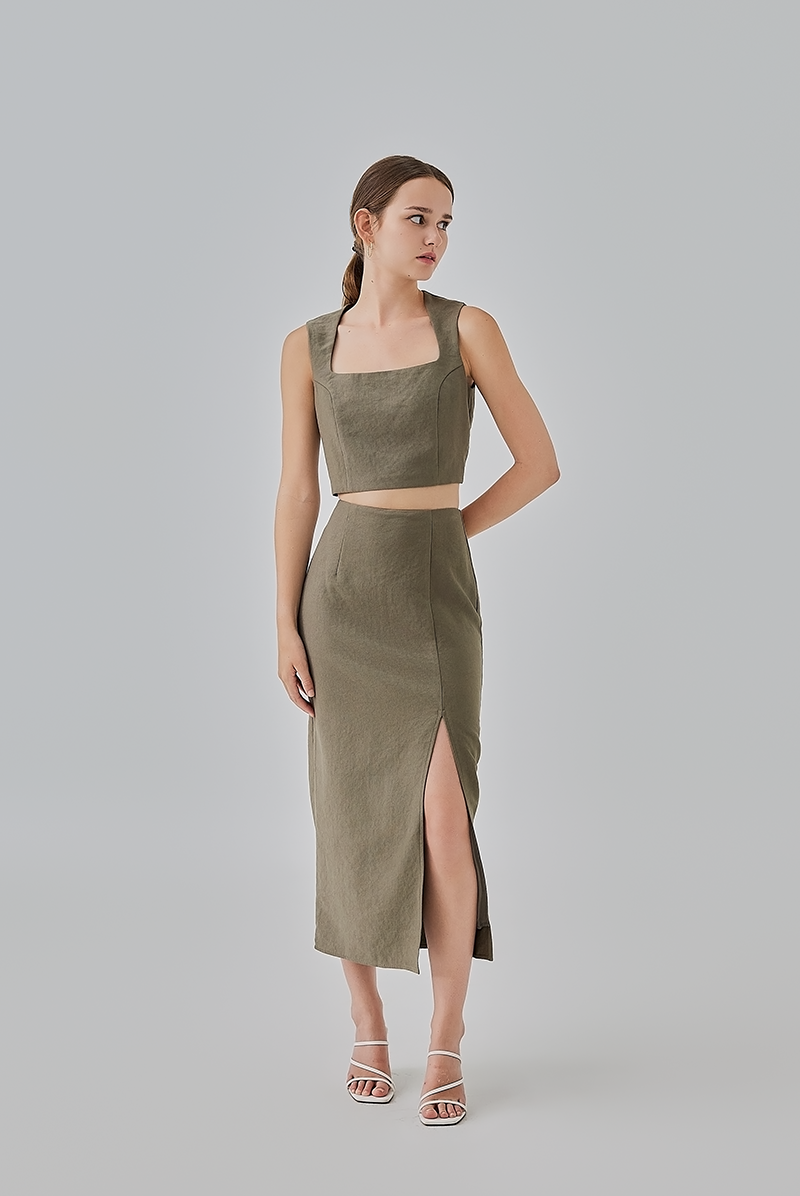 Kaeli Square Neck Top in Seaweed