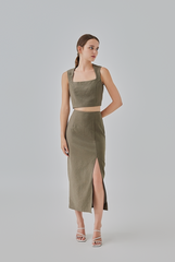 Kaeli Square Neck Top in Seaweed