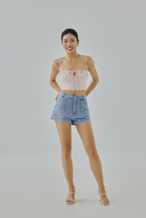 Emeryn Checkered Front Tie Cami Top