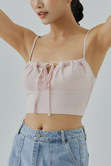 Emeryn Checkered Front Tie Cami Top