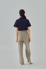 Tracie Hidden Button Shirt in Navy Blue
