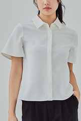 Tracie Hidden Button Shirt in White