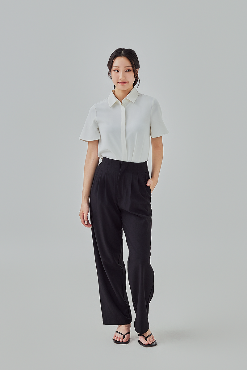 Tracie Hidden Button Shirt in White