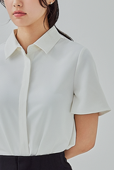 Tracie Hidden Button Shirt in White
