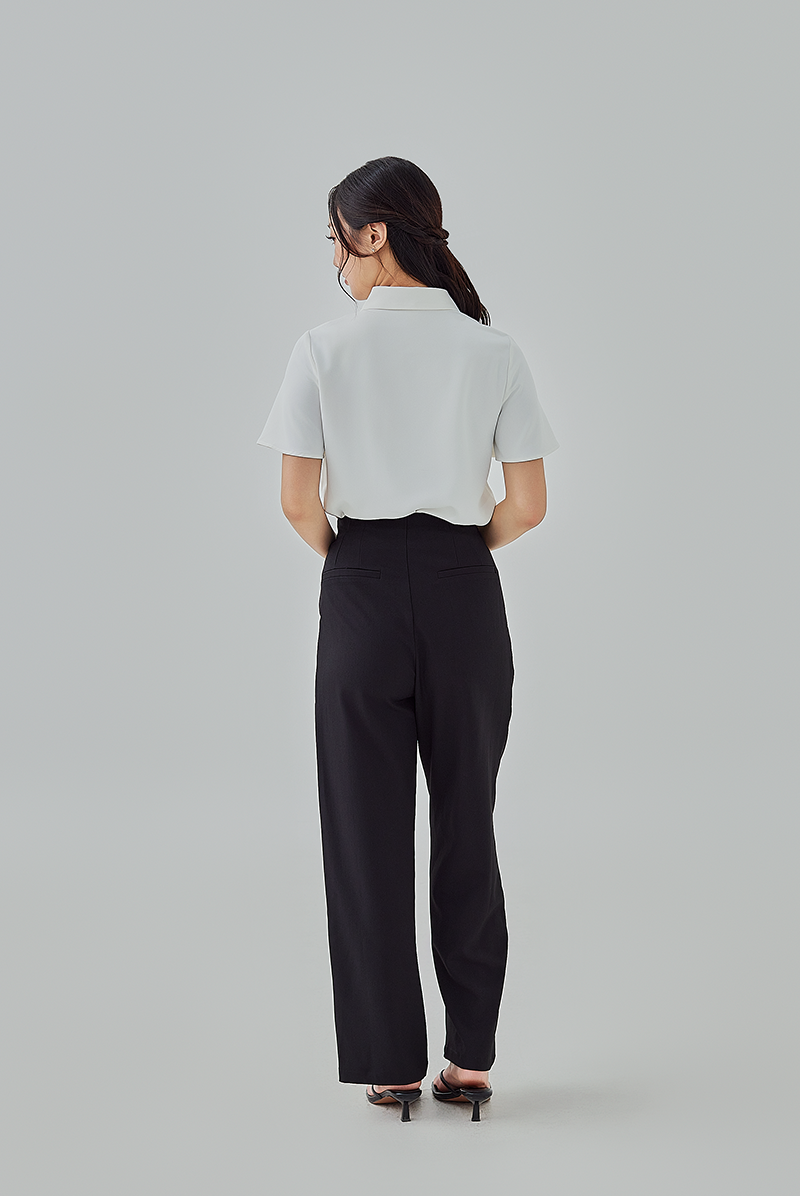 Tracie Hidden Button Shirt in White