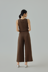 Enna Button-Detail Curved Hem Top