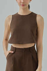 Enna Button-Detail Curved Hem Top
