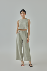 Enna Button-Detail Curved Hem Top