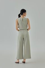 Enna Button-Detail Curved Hem Top