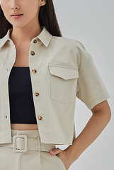 Addison Cropped Button-Up Shirt in Ash 