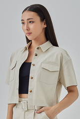 Addison Cropped Button-Up Shirt in Ash 