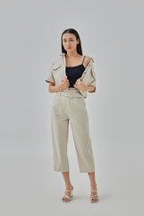 Addison Cropped Button-Up Shirt in Ash 