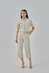 Addison Cropped Button-Up Shirt in Ash 