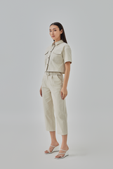 Addison Cropped Button-Up Shirt in Ash 