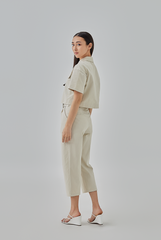 Addison Cropped Button-Up Shirt in Ash 