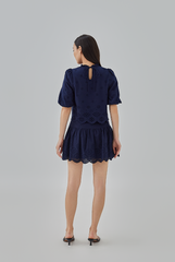 Asther Embroidered Top in Navy Blue
