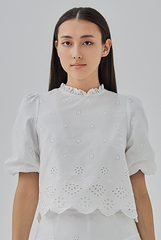 Asther Embroidered Top in White