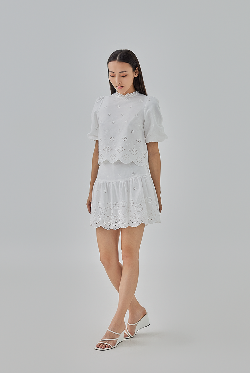 Asther Embroidered Top in White