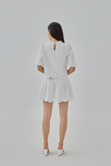 Asther Embroidered Top in White