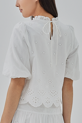 Asther Embroidered Top in White