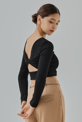 Maya Reversible Ribbed Long Sleeve Crop Top