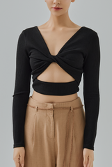 Maya Reversible Ribbed Long Sleeve Crop Top