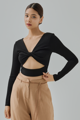 Maya Reversible Ribbed Long Sleeve Crop Top