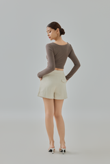 Maya Reversible Ribbed Long Sleeve Crop Top