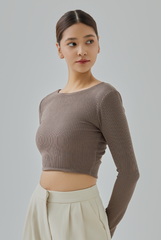 Maya Reversible Ribbed Long Sleeve Crop Top