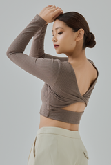 Maya Reversible Ribbed Long Sleeve Crop Top