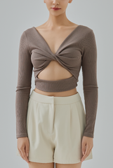 Maya Reversible Ribbed Long Sleeve Crop Top