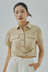 Marlow Front Twist Button-Up Top