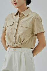 Marlow Front Twist Button-Up Top