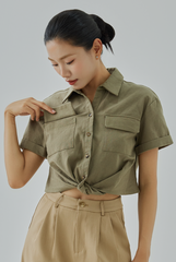 Marlow Front Twist Button-Up Top