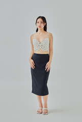 Rochelle Polka Dot Front Twist Crop Top in Cream